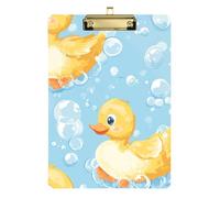 Yellow Ducks Bubble Blue Cartoon Acrylic Metal clipboard Clips Standard Letter A4 Size Plastic for Police Office Nurse Football Coaches Gold 12x9in Tabla para escribir con Clip