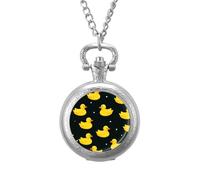 Yellow Ducks Vintage Pocket Watch And Chain Arabic Numerals Scale Necklace Watch Gifts for Men Women