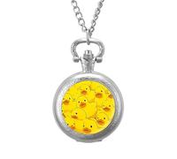 Yellow Ducks Vintage Pocket Watch And Chain Arabic Numerals Scale Necklace Watch Gifts for Men Women