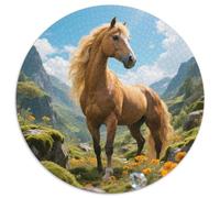 Yellow Dun Horse 1000pc Round Puzzle with Horse, Offers A Relaxing Yet Challenging Experience, Brilliant for Mindfulness Practice 1000pcs (67.5x67.5cm)