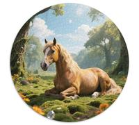 Yellow Dun Horse 1000pc Round Puzzle with Horse, Offers A Relaxing Yet Challenging Experience, Brilliant for Mindfulness Practice 1000pcs (67.5x67.5cm)