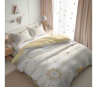 Yellow Duvet Cover Sets Celestial Bodies Cosmic Elements Simple, Soft Luxury Brushed Microfiber Duvet Cover Set, Reversible Bedding Sets 3pcs with Zipper Closure, for Boys Girls King Size