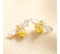 Yellow Enamel Bee Stud Earrings in Gold lisa angel Gold One Size