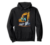 Yellow Excavator Construction Vehicle Illustration Pullover Hoodie