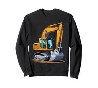Yellow Excavator Construction Vehicle Illustration Sweatshirt