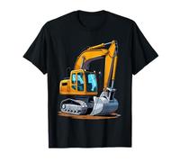 Yellow Excavator Construction Vehicle Illustration T-Shirt