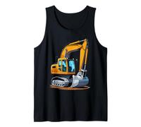 Yellow Excavator Construction Vehicle Illustration Tank Top