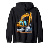Yellow Excavator Construction Vehicle Illustration Zip Hoodie