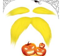 Yellow Eyebrows And Yellow Mustache - Self Adhesive Cosplay Accessories | Beard And Eyebrows for Adult Role Play - for Adults Christmas Easter Party Festival Stage Photoshoot