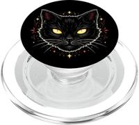 Yellow Eyed Black Cat Design for Witchy Aesthetic PopSockets PopGrip for MagSafe