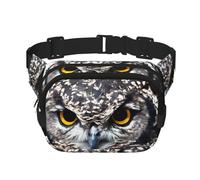 Yellow eyed owl Square Double Layer Waist Bag Belt - Unisex Everywhere Fanny Pack Purse with Adjustable Strap, Running, Travel, Black, One Size