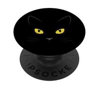 Yellow Eyes Witchy Black Cat PopSockets Adhesive PopGrip