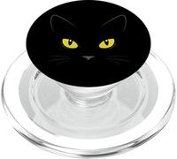 Yellow Eyes Witchy Black Cat PopSockets PopGrip for MagSafe