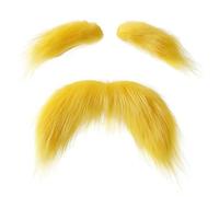 Yellow Fake Moustache and Eyebrows, Funny Old Man Costume Mustache, Self-Adhesive False Beards Brows for Men Women Kids Fancy Costumes Party Dress Up Cosplay Halloween