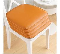 Yellow Faux Leather Chair Cushions for Kitchen & Dining Room - Set of 4 Non-Slip Saddle Seat Pads 40x43 cm - Comfortable & Durable Seat Covers