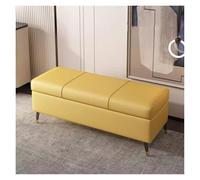 Yellow Faux Leather Ottoman Storage Bench - 80CM Lift Top Rectangular Footstool for Bedroom Living Room Entryway - Stylish Home Storage Solution