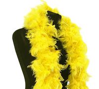 Yellow Feather Boa 80g Deluxe Turkey Feather Scarf Shawl Fancy Dress | Yellow 180cm 1.8m long, mid weight, feather scarf wrap, 1920s Gatsby flapper, burlesque, party boa, photo booth props