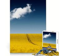 Yellow Field Under Moon Jigsaw for Teenagers1000 Pieces Mental Sharpness Calm Leisure Precise Fit (38x26cm)