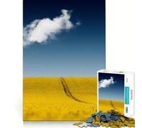 Yellow Field Under Moon Jigsaw Puzzle 1000 Piece Focus Boost Fun Advanced Laser Cutting Tech Travel-friendly Brain Game Gift (50x75cm)