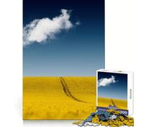 Yellow Field Under Moon Teenagers 1000 Piece Jigsaw Puzzle Focus Training Leisure Activity Tight Join Thoughtful Gift (38x52cm)