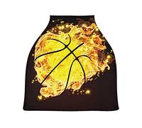 Yellow Fire Basketball Baby Car Seat Cover Canopy Stretchy Nursing Covers Breathable Windproof Winter Scarf for Infant Breastfeeding Boys Girls