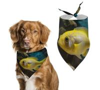 Yellow Fish Dog Bandana Triangle Dog Scarf Washable Polyester Dog Bibs Cute Pet Bandana for Medium Large Dogs Puppy and Cats