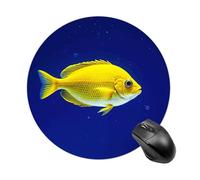 Yellow Fish Round Gaming Mouse Pad Non-Slip Rubber Base Mousepad Travel Office Mousepads for Desk Funny Waterproof Computer Mouse Mat Cute Laptop Mouspad 7.8x7.8 Inch