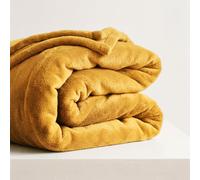 (Yellow Fleece, Super King) Faux Fur Fleece Blanket Large Sofa Bed Warm Throw