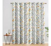 Yellow Floral Blackout Curtains for Bedroom, Wildflower Botanical Pattern Thermal Eyelet Drapes for Living Room, 66 x 72 Inch 2 Panels, Home Decoration - G515