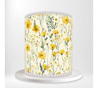 Yellow Floral Botanical Watercolour Wrap Around Print A4 Edible Paper Icing Sheet Cake Topper Side Ribbon Border Decor for Personalised Themed Decorations QQ