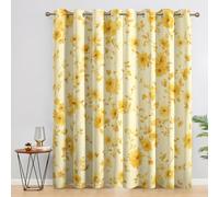 Yellow Floral Curtains Blackout, 46x54 Inch 2 Panels - Farmhouse Botanical Flower Pattern Black Out Curtains, Home Decor, 54 Drop Eyelet Window Drapes for Bedroom, Living Room A&BL155
