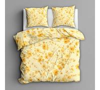 Yellow Floral Duvet Cover Sets Double Bedding 3 Piece, Flower Pattern Reversible Quilt Cover & 2 Pillowcases, Soft Microfiber, Zip, Bedroom Decor & Gifts(Q13)
