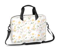 Yellow Floral Fragments Laptop Briefcase for Men Women, 15.7 Inch Business Computer Bag with Detachable Shoulder Strap, Laptop Case Bag Sleeve Messenger Briefcase