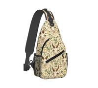 Yellow Floral Goat Print Sling Bag for Men Women, Crossbody Bags Chest Bag Daypack Sling Backpack for Travel Hiking
