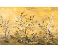 Yellow Floral PHOTO WALLPAPER Non-woven wall mural 144x97 inch with adhesive