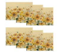 Yellow Floral Set of 6 Placemats,Sunflower Daisy Washable Linen Table Mats for Dining Table,Non-Slip Heat Resistant Place Mats for Kitchen,Party or Outdoor Use 12"x18"
