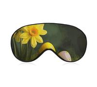 Yellow Flower and Egg Sleep Mask for Women Men Side Sleeper Eye Cover with Adjustable Strap Soft Breathable Blackout Mask Slip-Free Deep Sleeping Travel Essentials