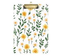 Yellow Flower And Green Pattern Storage Box Document Holder Hard Board For Nursing Students Trade Quest Size 9 x 12