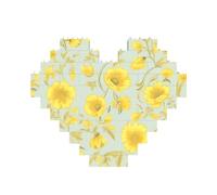 Yellow Flower Building Brick Block Puzzle Heart Shaped, Personalized Picture Puzzles Photo Jigsaw Puzzles for Adults 3D Micro Building Blocks for Home Decor Bricks Set