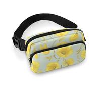 Yellow Flower Fanny Pack Waterproof External Pocket Portable Waist Pack Outdoor Adjustable Strap Lightweight Waist Bag for Workout Traveling Casual Running Hiking Cycling