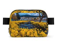 Yellow Flower Field Square-shaped Waist Bag with Durable Polyester and Adjustable Strap for Daily Outdoor Wearing