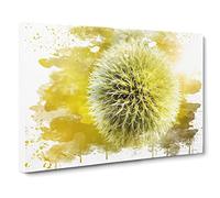 Yellow Flower Globe Thistle No.2 V3 Canvas Print | Gallery Wrapped 30mm Frame Wall Art | 30x20 inches | Ready to Hang | Modern Floral Picture | Living Room Bedroom Lounge Office