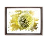 Yellow Flower Globe Thistle No.2 V3 Modern Framed Print | A3 Walnut Framed Wall Art | Ready to Hang | Modern Map Picture | Living Room Bedroom Lounge Office