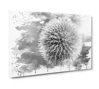 Yellow Flower Globe Thistle Vol.2 V4 Canvas Print | Gallery Wrapped 30mm Frame Wall Art | 20x14 inches | Ready to Hang | Modern Floral Picture | Living Room Bedroom Lounge Office