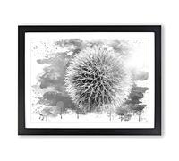 Yellow Flower Globe Thistle Vol.2 V4 Modern Framed Print | A2 Black Framed Wall Art | Ready to Hang | Modern Map Picture | Living Room Bedroom Lounge Office