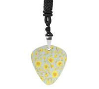 Yellow Flower Guitar Pick Necklace Exquisite Cool Pendant Necklaces Titanium Steel Personalized Necklaces Fashion Guitar Pick Holder Necklace Unisex Unique Gifts