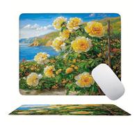 Yellow Flower Mouse Mat 40 x 30 cm Ultra Thin, with Stitched Edges Office Mouse Pad, Non-Slip Rubber Base, Waterproof & Washable, Home Desk Accessories,Aesthetic with Design Mousepad 400x300mm s0z-482