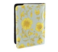 Yellow flower Passport Holder for Travel,RFID Passport Cover Wallet PU Leather Passport Card Holder Case Cute Passport Protector for Women Men