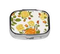 Yellow Flower Peony,Meta Pill Box 2 Compartment Medicine Case,Portable Organizer,Rectangle Meta Portable Organizer Pill Box 2346 Compartment Medicine Case