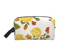 Yellow Flower PeonyLarge Capacity Cosmetic Organizer，Travel Makeup Bag for Women